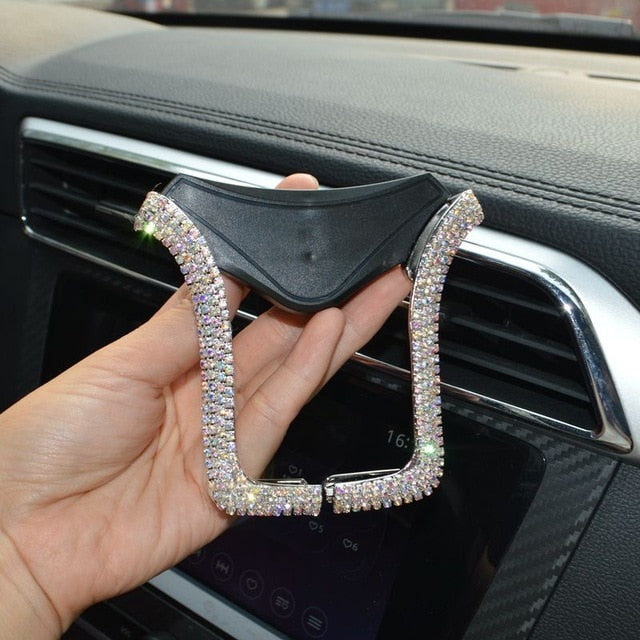 Car Phone Holder with Bing Crystal Rhinestone - willbling