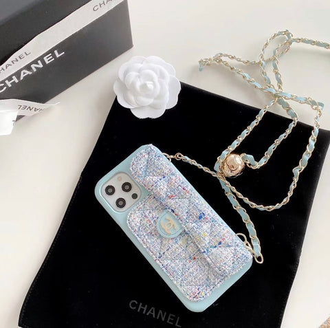 CHANEL, Accessories, Chanel Classic Phone Case For Iphone Xii With Gold  Chain