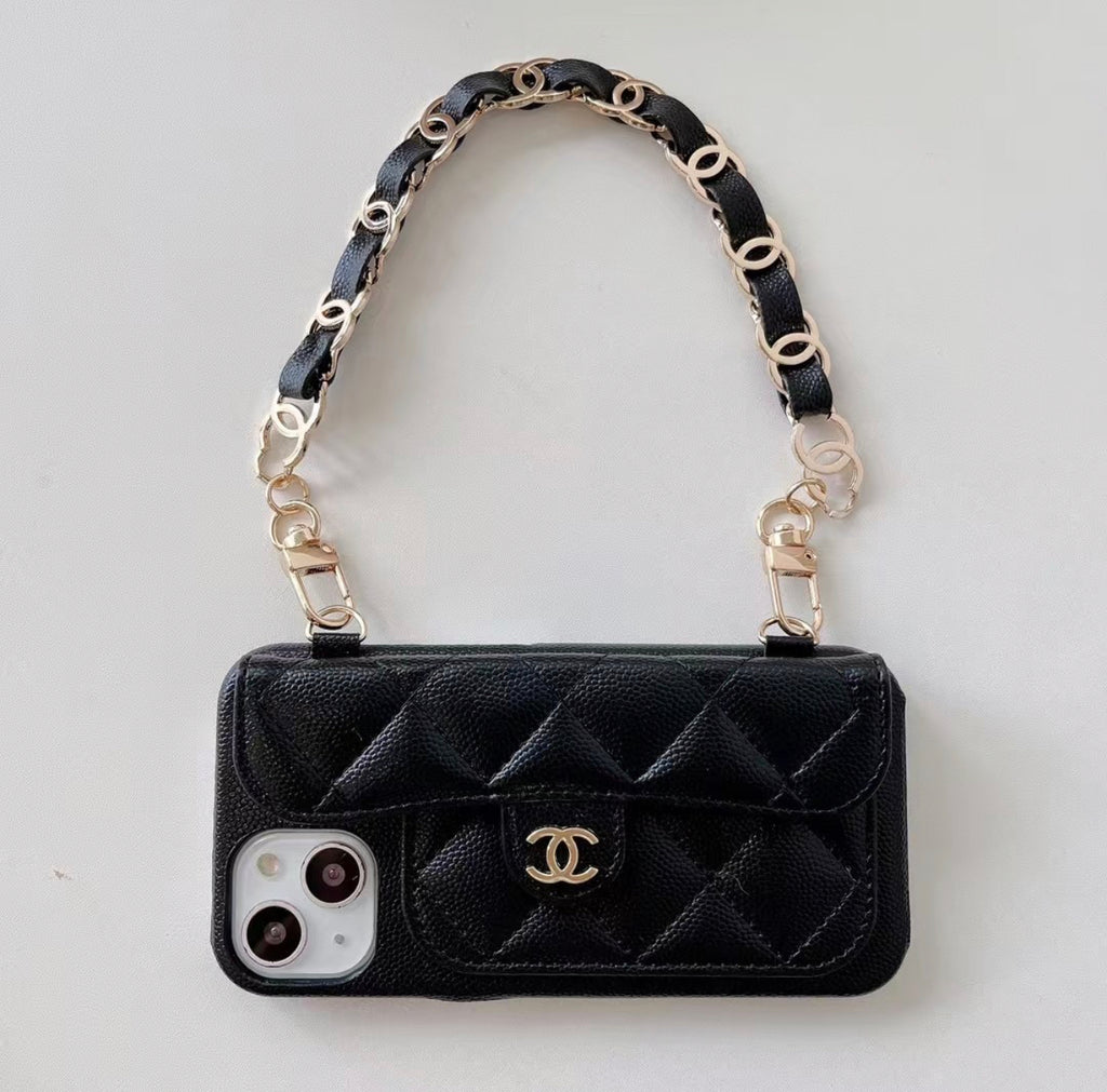 CC leather phone charm