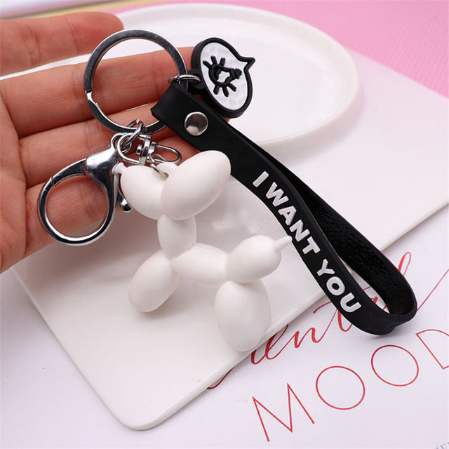 Balloon Dog Keychain, Cute Animal Balloon Puppy Keychain, Car Keys