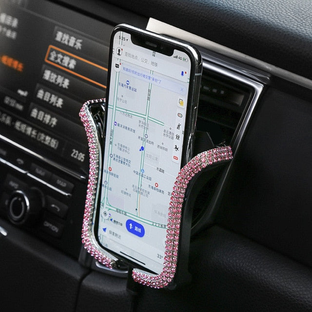 Car Phone Holder with Bing Crystal Rhinestone - willbling